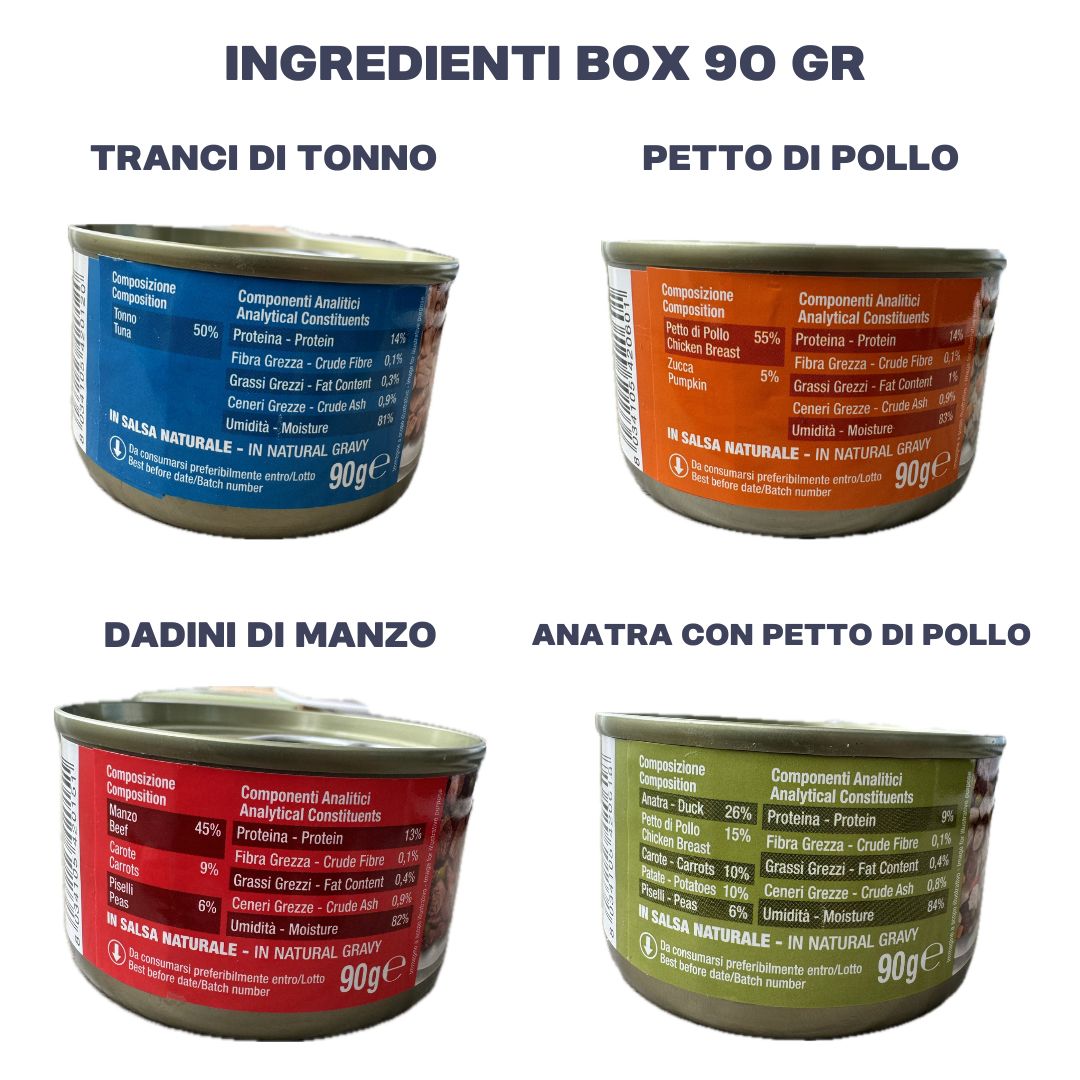BOX 90 GRAMMI - 12 LATTINE DA 90 GR