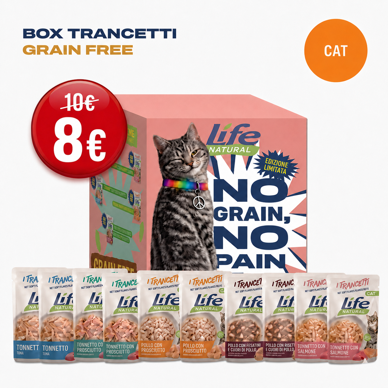 BOX TRANCETTI GRAIN FREE - 10 BUSTE DA 55 GRAMMI